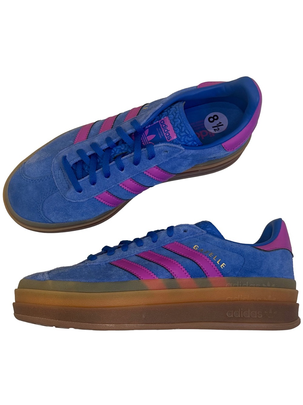 Adidas Gazelle Bold W Royal Blue Suede Pink Stripe Platform NWOB IG4367 Size 8.5
